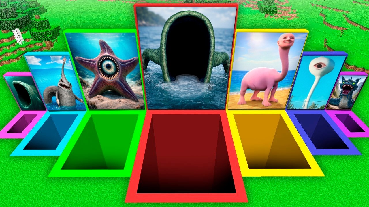 ¿QUÉ HAY EN LOS POZOS DEL MONSTRUO MARINO | SEA EATER | HUMAN HEAD SEA MONSTER | BLOOP en Minecraft?