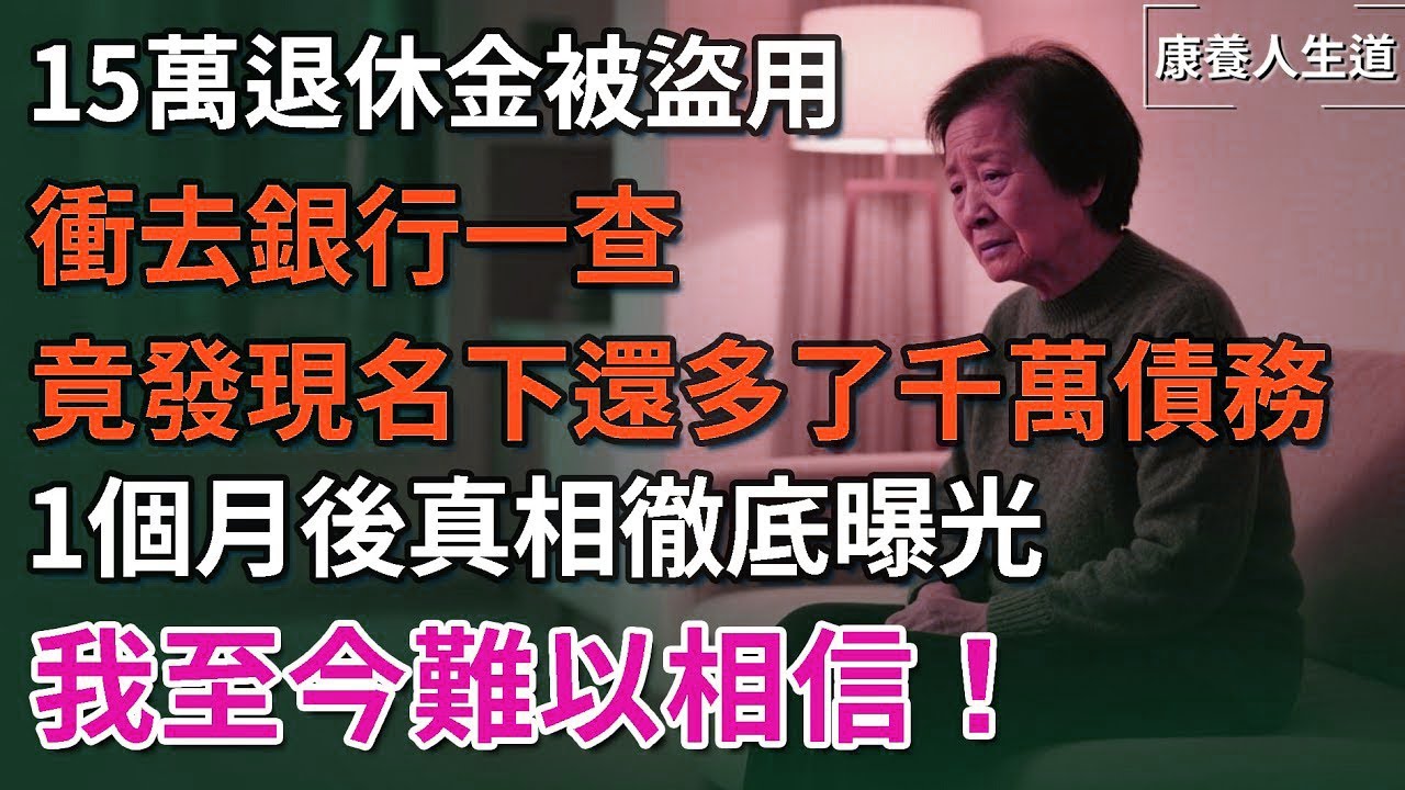 我65歲，15萬退休金被盜用，衝去銀行一查，竟發現名下還多了千萬債務，1個月後真相曝光，警局內的人，我至今難以相信！【康養人生道】 #康養人生道 #上了年紀該明白的事 #養老 #聰明老人 #晚年幸福