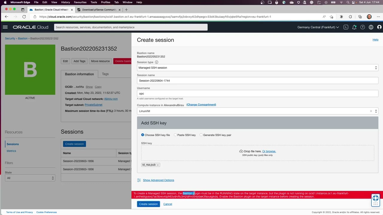 How to connect to a linux VM in a private subnet in a secure way, using OCI Bastion Service