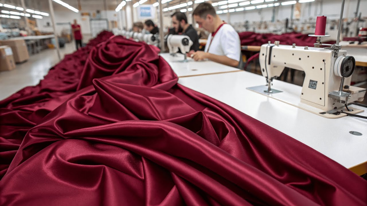 Satin Silk Nightwear Manufacturing Process in Factory