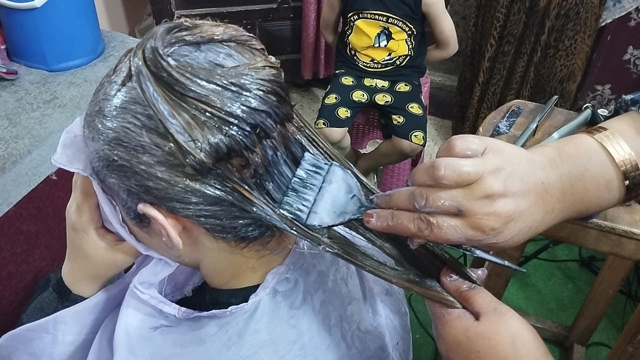 #طريقة_عمل صبغ الشعر بعد البروتين في نفس الجلسة لتغطية الشعر الابيض😱