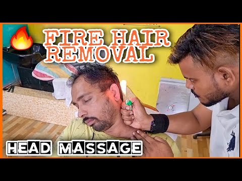 Indian Barber, Asmr Fire Hair Removal, Head Massage, Back massage, Neck Cracking by Indian Barber