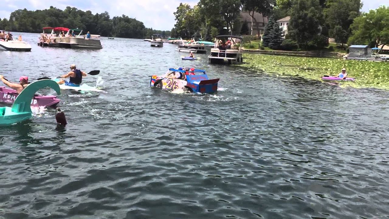 White Lake Cardboard Boat races 2015 Heat 3 pt 1 - Call Russ at  248-310-6239 - Michigan