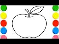 Cute Apple Drawing, Painting &amp; Coloring For Kids and Toddlers_ Child Art  @AbhinavDrawingarts🍎🍏🍒🍓🥭