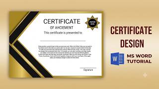 Professional Certificate Design in MS Word | Step-by-Step Tutorial | MS Word Certificate Design
