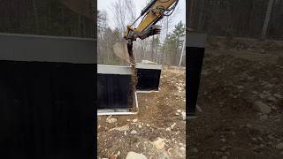 Back on the foundation #Foundation #Concrete #PerimeterDrain #PostAndBeene #cabin building