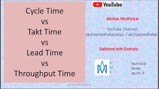 Cycle Time vs Takt Time vs Lead Time vs Throughput Time - Explain with example