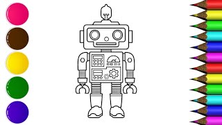 Robot coloring book | robot drawing with coloring for kids | How to make drawing of a robot