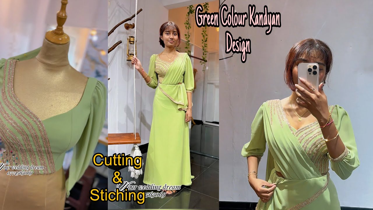 How to Cut & Sew Kandyan Medeup Saree 💚
