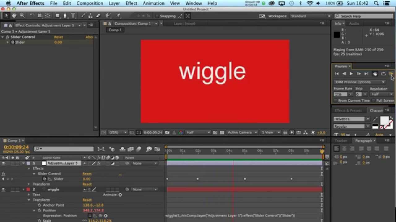 how to add wiggle expression in after effects