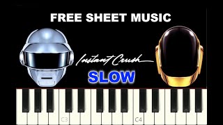 SLOW piano tutorial "INSTANT CRUSH" by Daft Punk, 2013, with fre sheet music (pdf)