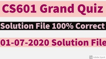CS601 Grand Quiz solution midterm spring 2020 || solution file CS601