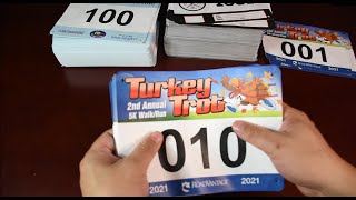 Customized race bibs with floating magic show