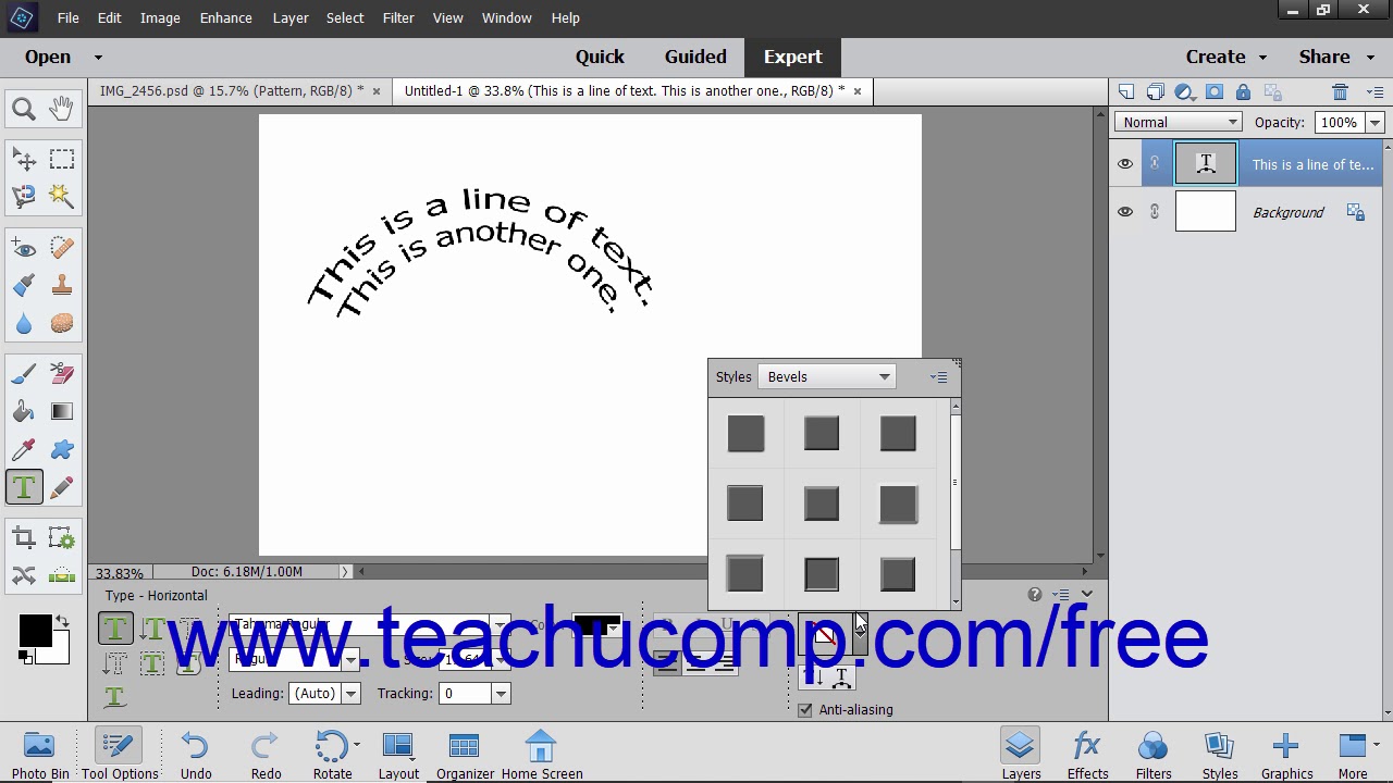 Photoshop Elements 2019 Tutorial Applying Layer Styles to Text Layers ...