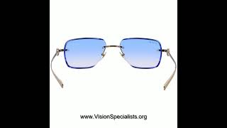 Gucci GG1703O 001 Rimless Sunglasses Gunmetal Custom Brown Gradient Facet Lenses Gold Custom Blue G