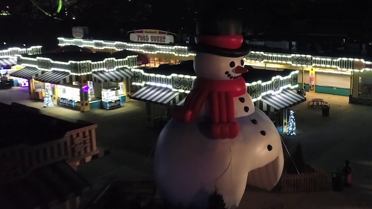 Drone Footage of Six Flags Great Adventure Holiday in the Park Lights