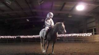 Me riding my Appaloosa mare in a snowman costume :D