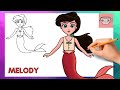 How To Draw Melody | The Little Mermaid 2 | Disney | Cute Easy Step By Step Drawing Tutorial