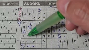 (#8781) Monday. Three Stars Sudoku puzzle. Bonus Extra edition. 06-24-2024 Extra part 1 of 4