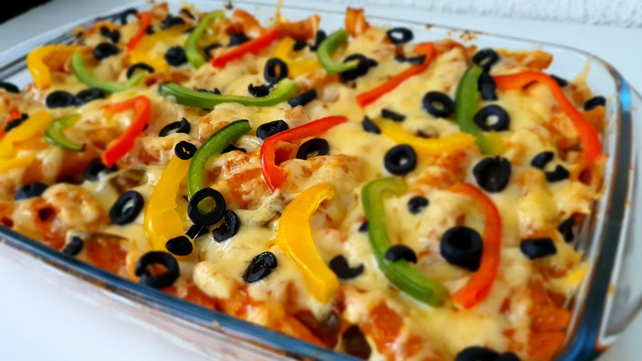 بيتزا المعكرونة #معكرونة بالخضار والجبن