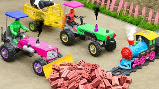 Diy tractor making construction machine mini to railway repair | tractor with trailers | @Sunfarming