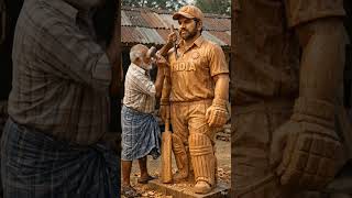 rohit sharma the best incarnate wooden sculpture #woodworking #woodcarving #wood #artwork