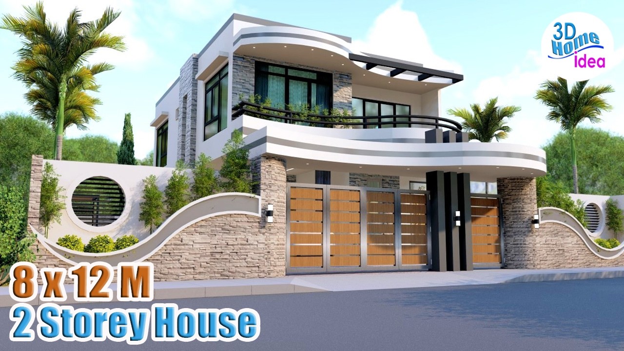  8 X 12 Meters Modern House Design Idea With 4 Bedroom 26 2 By 39 3ft