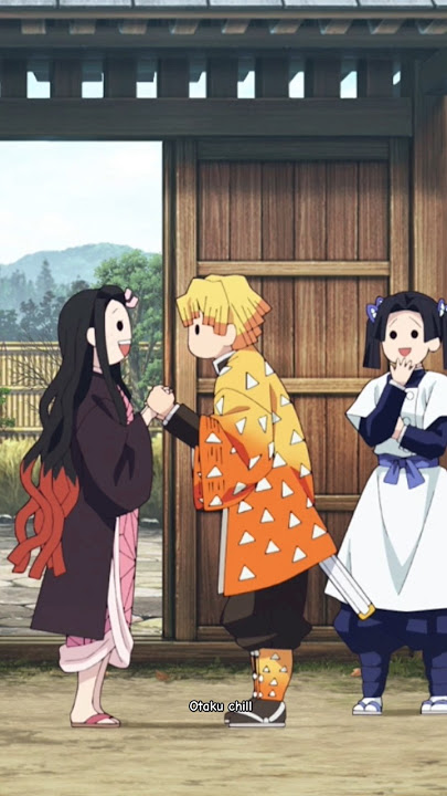 'Zenitsu reaction when Nezuko say welcome back Inosuke 😅🤣' -[ Demon slayer Season 4 ep 1 ]