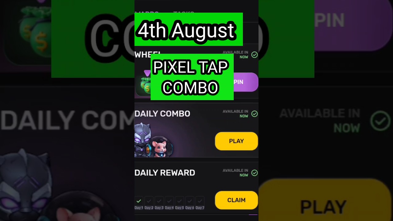 4 August Pixel Tap Daily Combo! 