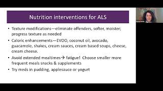 Optimizing Nutrition in ALS