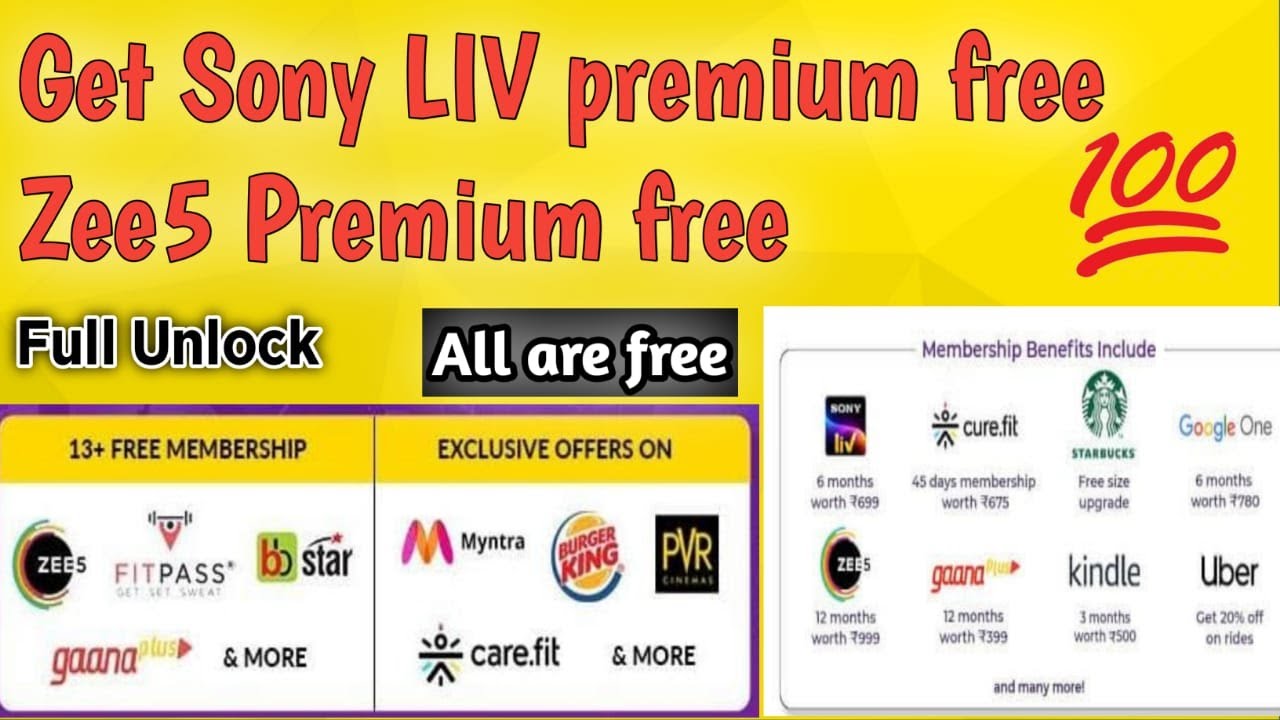 Get Sony Liv Premium Subscription free,Zee5 premium free,25+ premium subscription free on your email