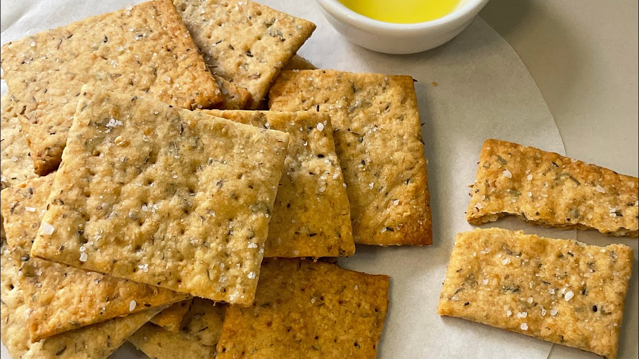 Thyme Olive Oil Sourdough Crackers