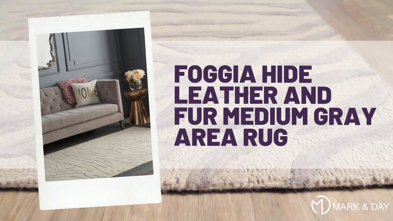 Foggia Hide Leather and Fur Medium Gray Area Rug