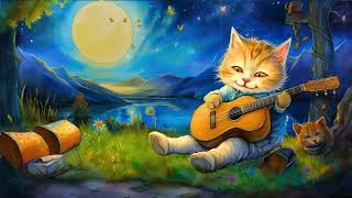 Lofi - Cat Playing Guitar, Starry Night, Chill Beats, #LoFiforKids #loFichildrensmusic #LoFiLullaby