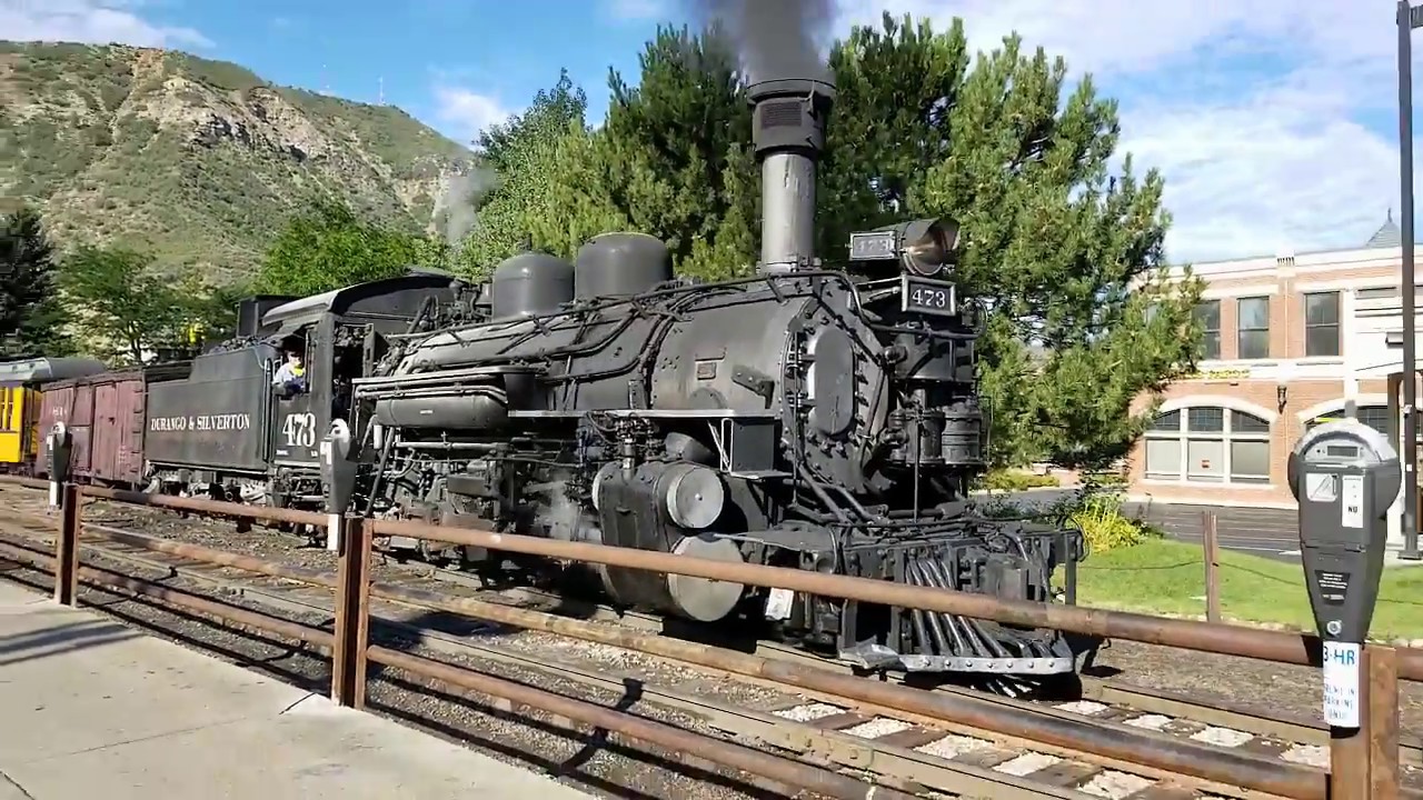 Durango & Silverton Steam Engine 473 Departs Durango, Colorado YouTube
