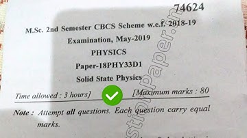 [2019] Mdu MSc Physics 2nd Sem Solid State Physics Question Paper