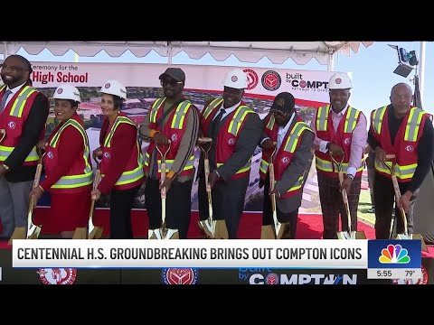 Stars attend Centennial High School groundbreaking in Compton - YouTube