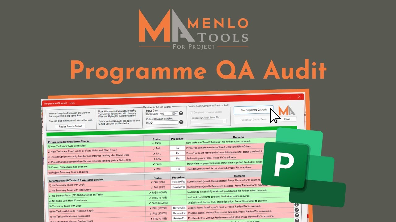 MS Project Programme QA Audit Tool - YouTube
