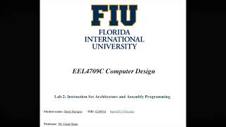 Lab 2 Instruction Set Architecture and Assembly Programming