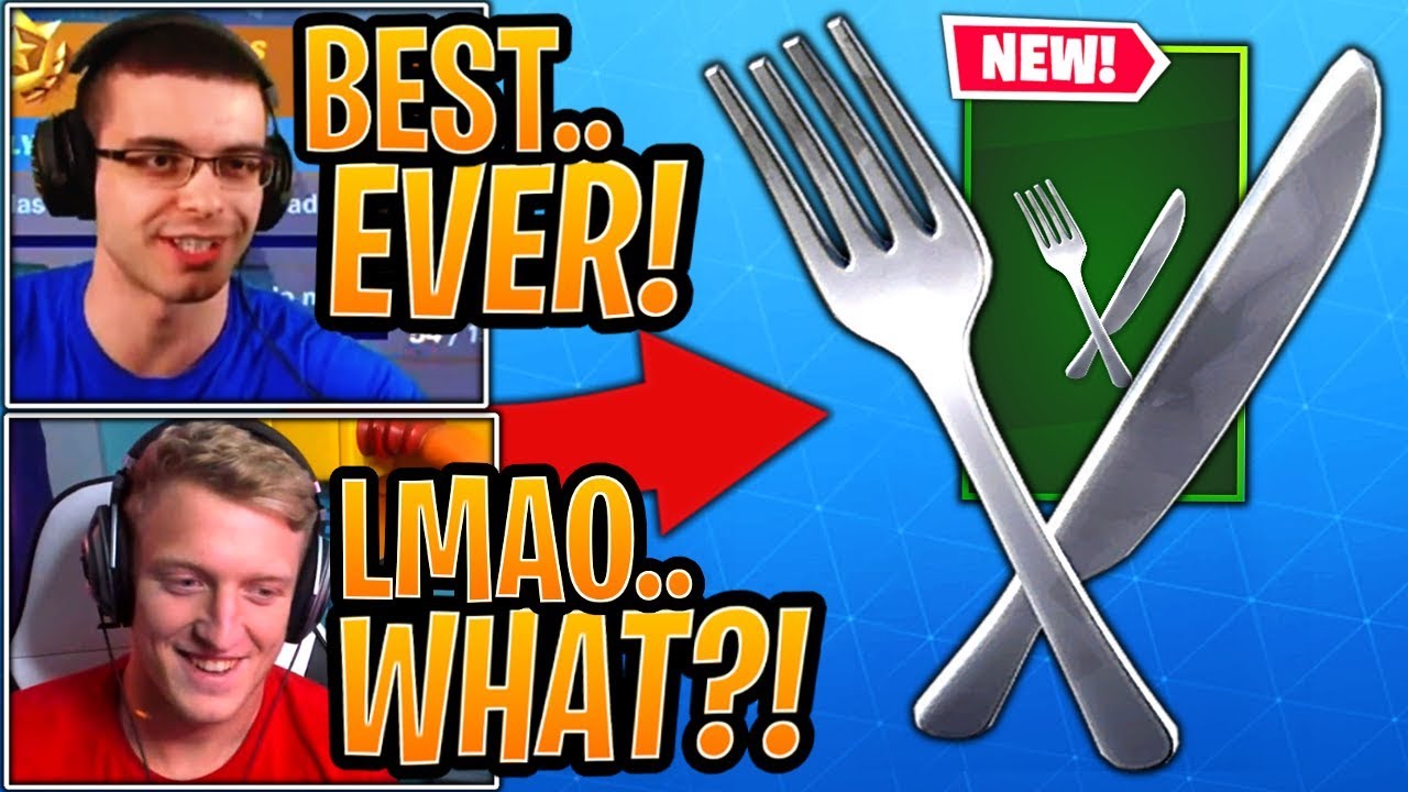 Tfue & Streamers React to the *NEW* "Fork Knife" Dual Wield Pickaxe! - Fortnite Best Moments