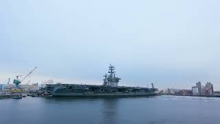 Timelapse - USS Dwight D. Eisenhower (CVN 69) Departs Norfolk Naval Shipyard