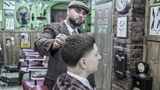 ASMR BARBER  Probably the CLEANEST Taper Fade on YouTube  French Crop Haircut