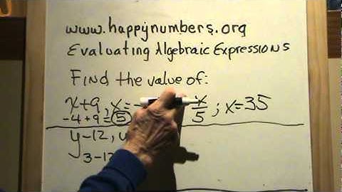Evaluating Algebraic Expressions Part 1