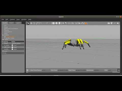 Gazebo simulation of a walking spider robot View 3