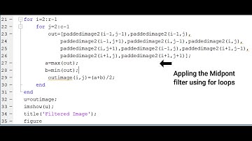 Digital Image Processing MATLAB| Removing noise using Midpoint Filter  from Image| Code| Explanation