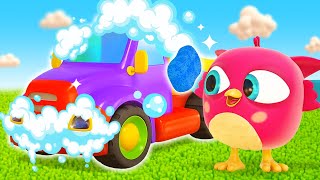 Hop Hop si Burung Hantu Bermain dengan Truk Derek dan Ekskavator Mainan. Kartun & Kendaraan Jalanan