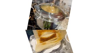 Tamales rojos de pollo y queso en el caldero de 15 qts de vida sana y batidora de mostrador de PH