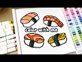 Cozy Sushi Color With Me 🍣✨ Coco Wyo Food Drinks &amp; Sweets 📔ASMR &amp; Calm ✨