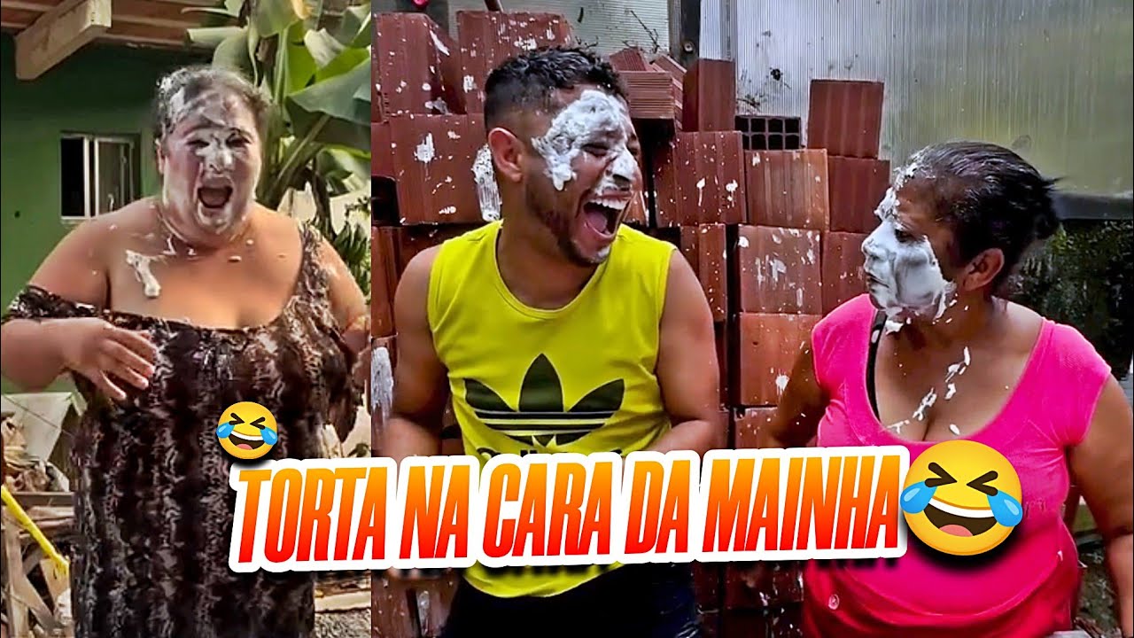 TENTE NÃO RIR 😂😂😂 MAINHA LEVOU TORTA NA CARA MUITA RESENHA COM JÚLIO KKKK