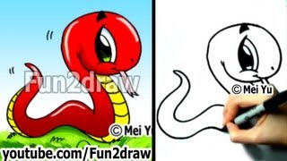 How To Draw A Snake - Easy Things To Draw - Cute Drawings - Fun2Draw Learn From Home Online Cl